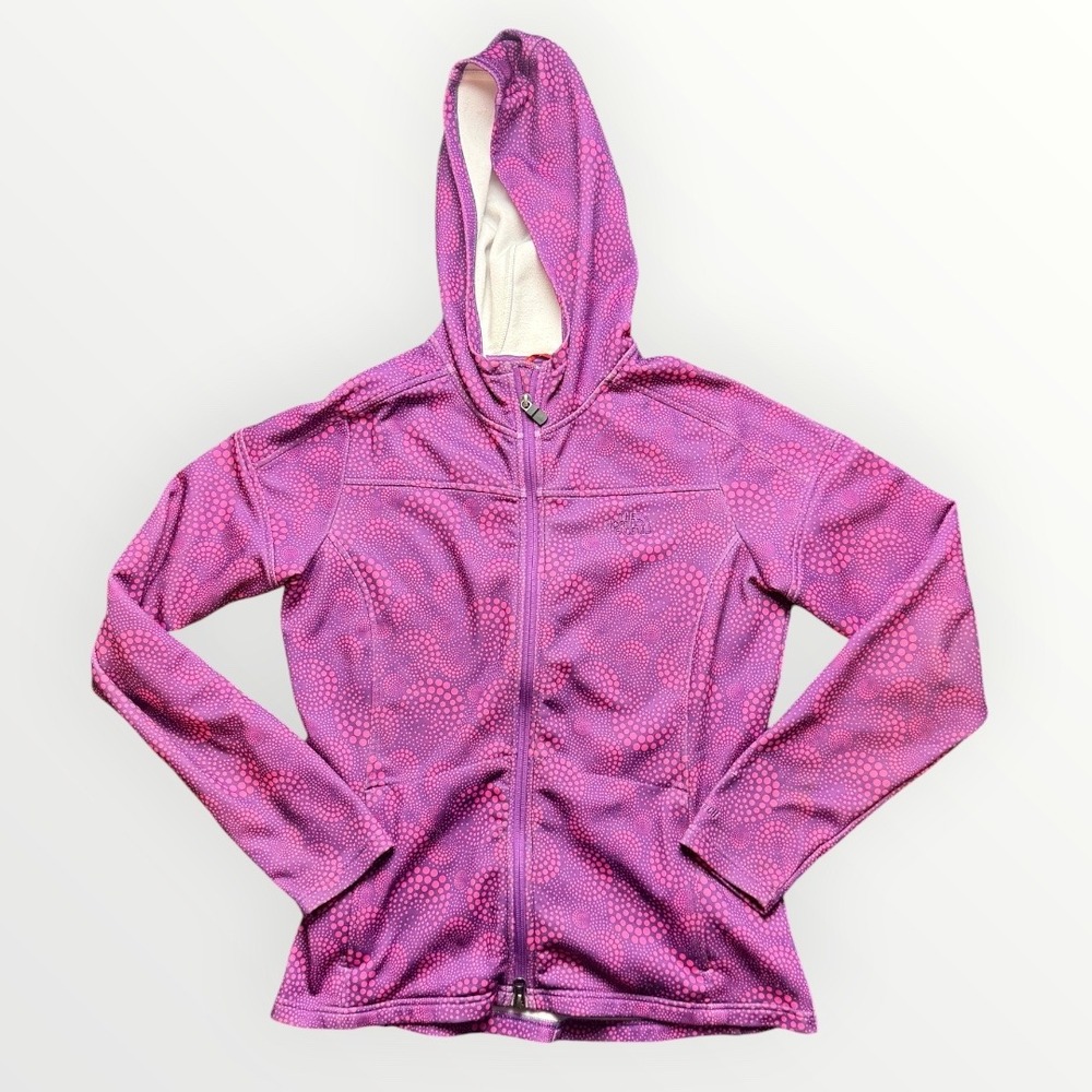 The North Face Womens Purple Pink Dot Swirl Full Zip Fleece Hoodie Medium